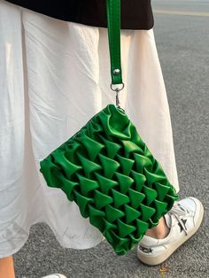 Bird in Bag - Ruched Handbag Green Casual Party Bag, Casual Spring Party Shoulder Bag, Spring Casual Party Shoulder Bag, Casual Clutch With Removable Pouch, Casual Spring Party Bags, Casual Square Shoulder Bag For Party, Casual Party Bags For Spring, Casual Clutch Shoulder Bag With Braided Handles, Casual Crossbody Clutch