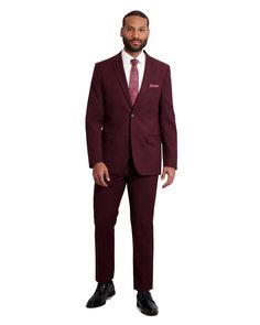 Color: Burgundy
 	Jacket Lapels: Notch
 	Buttons: 2
 	Material: Luxury Viscose Blend
 	Pattern: Solid
 	Jacket Vents: Side Vents Fitted Burgundy Outerwear With Notch Lapel, Fitted Burgundy Notch Lapel Outerwear, Burgundy Fitted Outerwear For Business, Burgundy Fitted Outerwear For Semi-formal Occasions, Fitted Single Breasted Burgundy Outerwear, Fitted Single-breasted Burgundy Outerwear, Fitted Burgundy Outerwear For Business Casual, Tailored Burgundy Outerwear With Notch Lapel, Burgundy Suit Jacket