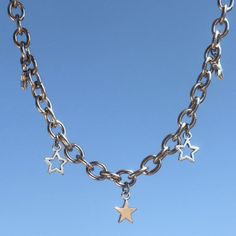 Stainless steel star chain Star-shaped Metal Chain Necklace As Gift, Star Shaped Metal Chain Necklace As Gift, Star-shaped Metal Chain Necklace For Gift, Metal Star Charm Jewelry, Star Shaped Metal Jewelry With Star Charm, Star-shaped Metal Chain Jewelry, Trendy Gold Star Charm Necklace, Silver Star Necklace With Chain, Silver Metal Chain Necklace With Star Charm