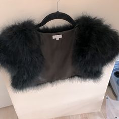 Just In! Size Medium More Details Soon!! Questions? Leave A Comment Below! Fitted Black Outerwear With Feather Trim, Black Faux Fur Outerwear For Evening, Black Party Outerwear With Feather Trim, Ostrich Feather, Ostrich Feathers, Shrug Sweater, Ponchos, Black Color, Sweaters For Women