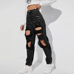 44504818024670|44504818057438|44504818090206|44504818122974 High Waist Black Cargo Jeans, High Waist Grunge Cargo Jeans For Fall, Grunge High Waist Cargo Jeans For Fall, Black Denim Pants With Button Closure, High Waist Button Closure Streetwear Bottoms, Baggy Black Ripped Bottoms, Baggy Ripped Black Bottoms, Edgy High Waist Baggy Jeans, Edgy Baggy High-waisted Jeans