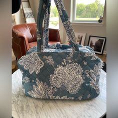 I Purchased This Bag In March 2023 While In Nashville Because My Suitcase Was Over 50 Lbs And I Needed To Get Some Items Home. I Was At A Resort And Paid Full Retail Price As It Is This Season. It Is Beautiful And U Would Keep It, But I Already Have About 6 Overnighters. The Tags Were Removed As I Did Use It, But It Has Never Been Used Again. I Have Attached The Actual Pictures First, And Also The Photos From The Vera Bradley Website As Of Today May 22, 2023. Blue Travel Bag With Double Handle, Blue Satchel Travel Bag With Removable Pouch, Blue Weekender Bag For On-the-go Use, Blue Travel Bag With Top Carry Handle For On-the-go, Casual Blue Tote Travel Bag, Blue Travel Tote Bag, Blue Weekender Bag With Removable Pouch, Blue Large Capacity Diaper Bag, Everyday Large Capacity Blue Diaper Bag