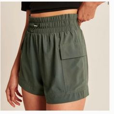 Army Green Color Size Xs New With Tags Utility Green Shorts With Elastic Waistband, Green Utility Bottoms For Summer, Stretch Utility Bottoms For Summer, Army Green Color, Green Cargo, Dark Wear, Abercrombie And Fitch, Abercrombie & Fitch, Military Green