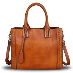 PRICES MAY VARY. GENUINE LEATHER - This satchel is made from genuine cow leather, feels luxury and comfortable NICE APPEARANCE - The beautiful appearance and a variety of color schemes make this handbag unique FUNCTIONAL DESIGN - 1 main zipper compartment(1 inner zipper pocket and 1 inner open pocket inside), 2 side compartments Dimension - 11.8x4.7x9.8inches / 30x12x25cm (L*W*H) Great Gift - The retro color makes it suitable for a variety of clothes and occasions. It's a great gift for annivers Brown Clothing, Waterproof Crossbody Bag, Denim Handbags, Leather Satchel Handbags, Shoulder Bag Brown, Genuine Leather Totes, Handbag For Women, Best Handbags, Satchel Handbag