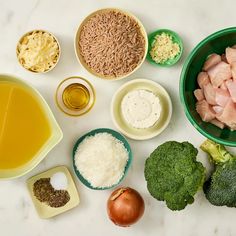 the ingredients are laid out in bowls on the table