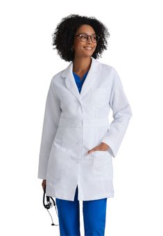 PRICES MAY VARY. 3-Pockets Princess seams with inset belt Back loose belt with button Back vent 80% Polyester/20% Cotton Peached Twill 34" 3-Pocket princess seamed lab, inset belt detail, back loose belt with button and back vent. Women's Lab Coat, Pocket Princess, Medical Lab, Nursing Scrubs, Greys Anatomy Scrubs, Black Scrubs, Scrub Jackets, Lab Coats, Safety Clothing