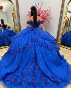 King Blue Sparkly Quinceanera Dresses Off Shoulder Fairy Skirt Applique Sequins robe de princesse bleu royale Sweet 15 robe gown - AliExpress Sparkly Quinceanera Dresses, Royal Blue 15 Dresses Quinceanera, Royal Blue Quinceanera Theme, Blue Quince Dress, Royal Blue Quinceanera Dresses, Royal Blue Quinceanera, Quince Stuff, Quince Dresses Blue, Xv Dresses