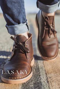 Lasaky - Classic Martin High-Top Desert Boots - Timeless Vintage Footwear Desert Shoes, Popular Boots, Desert Boot, Ankle Boots Men, Canvas Boots, Ankle Boots Flat, Genuine Leather Shoes, Desert Boots, Martin Boots