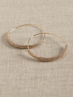 Pave Hoop Earrings | Banana Republic Factory Trendy Plated Hoop Earrings For Party, Small Hoop Pierced Jewelry For Parties, Chic Hoop Earrings For Pierced Ears, Chic Nickel-free Small Hoop Jewelry, Glamorous Small Hoop Jewelry For Gift, Hypoallergenic Hoop Jewelry For Party, Chic Drop Earrings With Plating, Trendy Everyday Earrings With Plating, Chic Plated Drop Earrings Jewelry