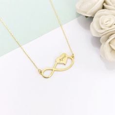 14K Gold Infinity Name Necklace, Name Necklace, Personalized Infinity Necklace, Custom Name Jewelry, Gifts For Her 🔎 Material: in 925 sterling silver and 14k solid gold ⛓️📏 Chain length: 17.7 inches (45cm), 19.6 inches (50cm), 21,6 inches (55cm) ⛓️ Chain Style: Cable 🎨 Color: rose, silver, gold 🔖 You can choose your preferences from the options ✈️ Ships in 48 hours 🎁 We send it in a wonderful presentation in a wood gift box, certificate, wiping cloth, cute carrying case. ↘️ Click the link b Minimalist Engraved Infinity Jewelry, Personalized Infinity Jewelry, Infinity Necklace For Valentine's Day Personalized Gift, Fine Jewelry Infinity Necklace For Mother's Day, Infinity Jewelry For Mother's Day, Gold Infinity Necklace For Anniversary Gift, Sterling Silver Infinity Necklace For Anniversary, Sterling Silver Infinity Necklace Fine Jewelry, Gold Infinity Necklace For Mother's Day