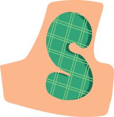 the letter s is made up of green plaid fabric and it's capital font