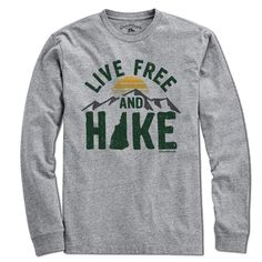 Live Free and Hike T-Shirt - Chowdaheadz Hike Utah, Mind Blow, Adventure Trip, Tshirt Printing Design, Hiking Tshirt, Hiking Shirt, Distressed Tee, Nature Shirts, Clear Your Mind