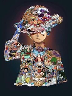 a collage of anime characters is featured in this poster for the movie one piece