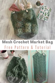 the mesh crochet market bag is free pattern and instructions to make it in any size