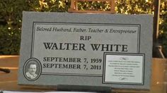 a plaque on the side of a building that reads rip walter white