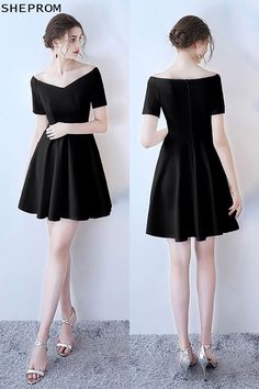 Only $66, Short Black V-neck Homecoming Dress with Short Sleeves #HTX86091 at SheProm. #SheProm is an online store with thousands of dresses, range from Homecoming,Party,Black,A Line Dresses,Short Dresses,Off the Shoulder Dresses,Customizable Dresses and so on. Not only selling formal dresses, more and more trendy dress styles will be updated daily to our store. With low price and high quality guaranteed, you will definitely like shopping from us. Shop now to get $5 off! Fitted Black A-line V-neck Dress, Black Fitted A-line V-neck Dress, Black A-line V-neck Dress For Evening, A-line V-neck Dress For Evening, Solid Color A-line V-neck Dress For Evening, Black A-line V-neck Dress For Formal Occasions, Formal Black A-line V-neck Dress, Black V-neck Dress For Summer Formal Occasions, Black Knee-length V-neck Formal Dress