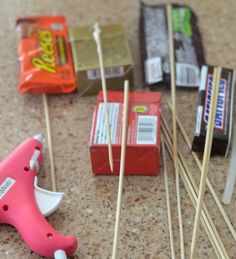 some candy sticks are sitting on the floor