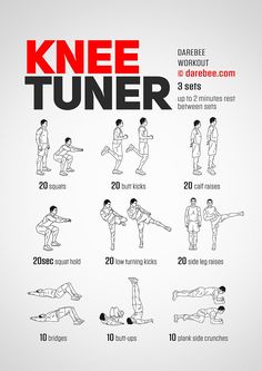 a poster with instructions on how to do knee tuner workouts for beginners