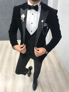 Acacia Black Velvet Tuxedo – brabion Black Groomsmen, Men Suits Black, Suits Groom, Blue Tuxedo, Suits Black