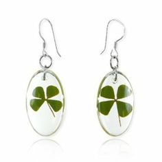 Real Irish Four Leaf Clovers - Irish Shamrock Earrings for St. Patrick's Day  http://www.squidoo.com/shamrock-earrings Clover Symbol, Shamrock Earrings, Ice Resin, Irish Shamrock, 4 Leaf Clover, Clover Earrings, Four Leaves, St Pattys Day, Velvet Pouch