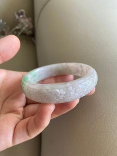 "🌈 Jade Bangle 54.0mm (2.13\"), Round Shape, Light Green 🌷 Untreated Natural Jadeite/ Grade A Jade 🌷 Certified : Yes 🌷 Jade from Burma/ Myanmar 🌷 Shape : Round 🌷 Inner diameter : 54.0mm / 2.13\" 🌷 Width & Thickness : 14.2 x 7.8 mm 🌷 Color : Light Green 🌷 Free standard shipping from Hong Kong with tracking included 🌷 Take approximately 7-21 days to arrive worldwide" Burma Myanmar, Lavender Green, Jade Bangle, Gemstones Jewelry, Burmese, Parent Gifts, 21 Days, Myanmar, Photo Jewelry