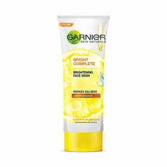 Garnier Bright Complete VITAMIN C Face wash, 100 gm (pack of 2) Garnier Light Complete is a fairness facewash for women Cleanses, clarifies and brightens the skin Reduces dullness Enriched with Yuzu Lemon essence It is effective daily face wash that helps you recover a clear, radiant, even complexion This Brightening Facewash has 0.2% salicylic acid which is known for reducing acne by exfoliating the skin and keeping the pores clean Garnier Light Complete is a womens facewash enriched with Yuzu Skincare Pagi, Vitamin C Face Wash, Daily Face Wash, Serum Cream, Skin Care Cleanser, Skin Cleanse, Clean Pores, Bright Skin, Cleanser And Toner