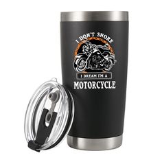 i don't shop i dream i'm a motorcycle travel mug