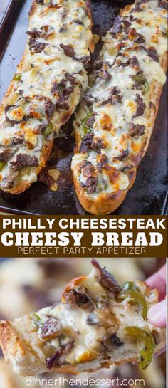 philly cheesesteak cheesy bread with peppers