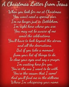 a christmas letter from jesus with red background