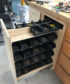 the drawers are filled with lots of screws