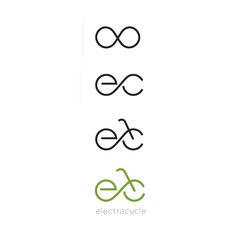 the logo for an electric cycle company, with three different letters in black and green