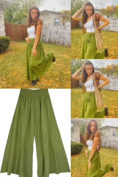 Olive Green Wide Leg Shirred Waist Palazzo Pants Solid Color Summer Wide-leg Parachute Pants, Solid Color Wide-leg Parachute Pants For Summer, Solid Wide-leg Parachute Pants For Summer, Green Solid Wide-leg Pants, Summer Wide Leg Solid Parachute Pants, Khaki Cotton Harem Pants For Summer, Khaki Cotton Non-stretch Wide Leg Pants, Khaki Wide Leg Parachute Pants For Summer, Summer Khaki Wide Leg Parachute Pants