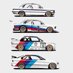 four different colored cars are shown side by side in this graphic art printable version