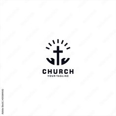 church logo design with the cross and sun above it, suitable for use on various businesses