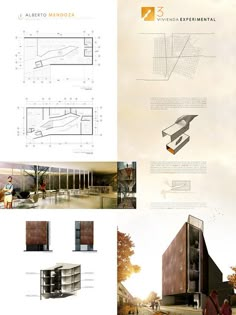 an image of architectural drawings and diagrams for a building that is being built in the shape of a boat