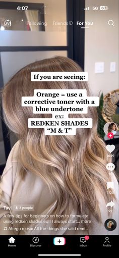 Toner Shades, Tone Orange Hair, Redken Formulas, Hair Stylist Tips, Toner For Blonde Hair, Redken Hair Color, Color Formulas, Colored Hair Tips, Redken Hair Products