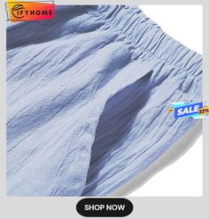 Men's Linen Pants Trousers Summer Pants Beach Pants Pleated Pants Drawstring Elastic Waist Plain Breathable Soft Casual Daily Holiday Linen / Cotton Blend Fashion Streetwear Turmeric Blue Mens Linen Pants, Daily Holidays, Mens Linen, Summer Pants, Beach Pants, Fashion Streetwear, Pleated Pants, Drawstring Pants, Pants Trousers