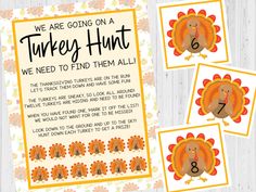 printable turkey hunt game for kids to play with the numbers 1 - 10 and then