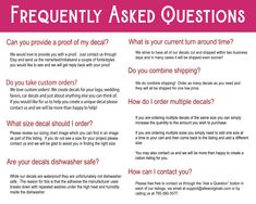 a pink and white brochure with the words frequently asked questions