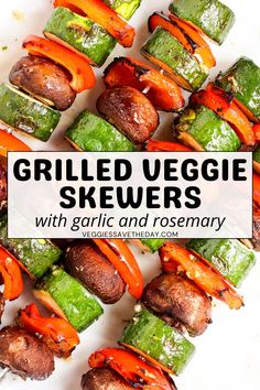 grilled veggie skewers with garlic and rosemary