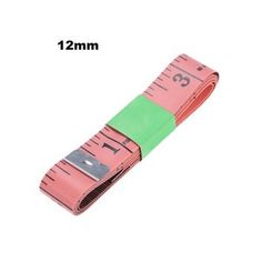 a pink and green measuring tape on a white background with the measurements for each piece