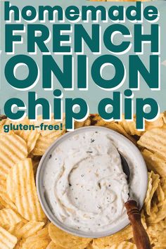 homemade french onion chip dip in a bowl