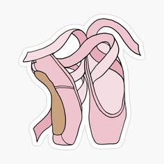 a pair of pink ballet shoes sticker on a white background, with the shoe tied up