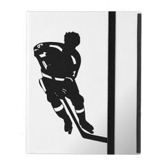 a black and white drawing of a hockey player ipad folio cases for ipads