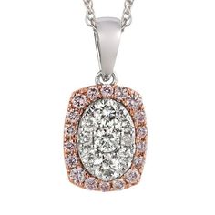 White & Rose Gold with Diamond & Pink Diamond Pendant Oval Diamond Pendant, Pink Diamond Wedding Rings, Halo Engagement Ring Wedding Band, Diamond Necklace Simple, Engagement Rings Vintage Halo, Pink Diamonds, Gold Diamond Wedding Band, Heart Necklace Diamond, Simple Diamonds