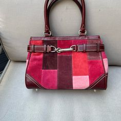 Beautiful Multicolored Eye Catching Designer Burgundy Rectangular Bag, Designer Burgundy Bags With Top Carry Handle, Designer Burgundy Bag With Top Carry Handle, Designer Burgundy Rectangular Shoulder Bag, Designer Burgundy Satchel Bag, Designer Multicolor Bags With Leather Handles, Designer Burgundy Bag With Handles, Designer Burgundy Shoulder Bag With Double Handle, Designer Burgundy Tote Bag