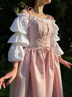 Pink Medieval Dress, Corset Dress Pink, Medival Outfits Women, Gown Victorian, Ren Faire Outfits, Dress Medieval, Fair Outfits, Medieval Wedding, Cottagecore Outfits