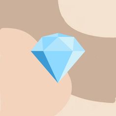 a blue diamond sitting on top of a beige background