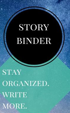 a poster with the words story binder and an image of stars in the background