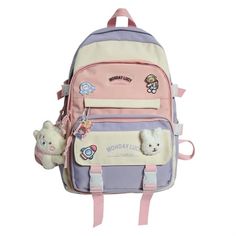 KIDS BACKPACK MATERIAL:Lovely And Cute Kids Backpacks Are Made OF High Quality Materials Lightweight And Durable Perfect For Children Going Out For Kindergarten, Hiking, Travel, And Daycare Center., Durable And Breathable, With Cute Accessories, Both Functional And Practical Aesthetic Design is a Well-Deserved Choice For Girls' Backpacks. PINK CUTE BACKPACK SIZE: 31*12*42CM,toddler backpack for girls this bag is very suitable for holding loose items such as books, mobile phones, stationery, clothes, etc.Adopt soft adjustable double shoulder straps to well reduce the press on your shoulder, for comfortable to wear. Suitable age: over 8 years old [kawaii backpacks for school ACCESSORIES INCLUDES]:1 bear pendant and 4 cards ,The cute backpack is stylish enough, suitable for students, girls, l College Backpack Women, Black Bookbag, Aesthetic Kids, Black Kawaii, Kawaii Rabbit, Laptop Backpack Women, Kawaii Backpack, Trendy Backpacks, Small Shoulder Bags